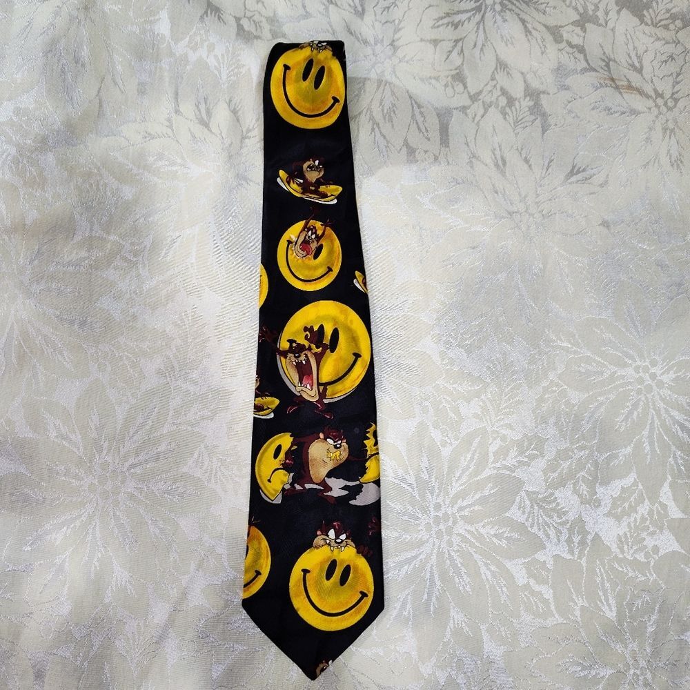 Vintage Looney Tunes Mania Taz Happy Face Necktie Warner Bros 1996 Standard 59x4